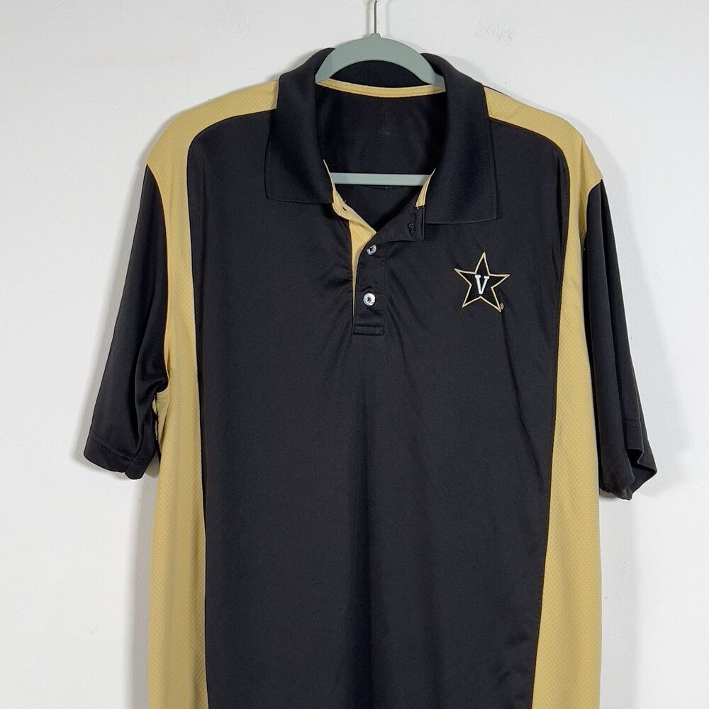 Vanderbilt Commodors Performance Polo Shirt Mens Sz XL Black Mustard - Picture 2 of 9
